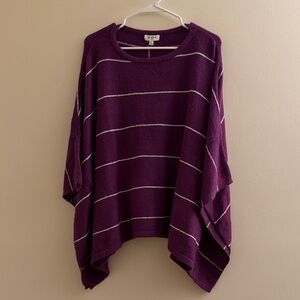 UMGEE Purple Striped Poncho Style Sweater